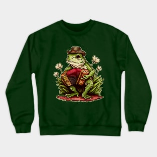 Irish Cottagecore Frog Playing Accordion Crewneck Sweatshirt